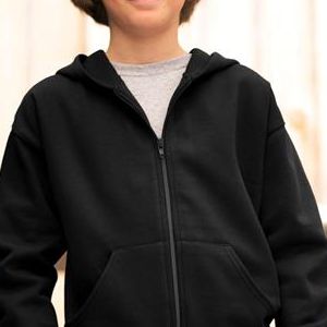 2246 LAT Youth Fleece Hooded Zip-Front Sweatshirt with Pockets  - 2246-Black