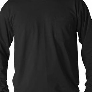 3055 Union Made: A Division of Bayside Adult Union Made Long-Sleeve Cotton Pocket Tee  - 3055-Black
