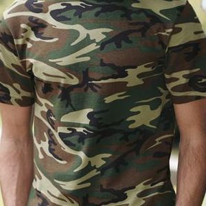 3906 Code V Adult Camouflage Cotton T-Shirt  - 3906-Green Woodland
