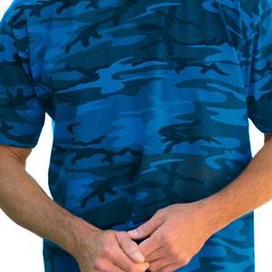 3986 Code V Adult Overdye Camouflage Cotton T-Shirt  - 3986-Blue