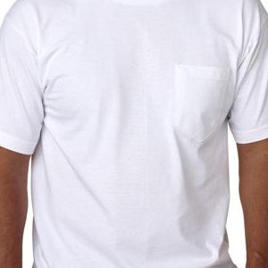 5070 Bayside Adult Short-Sleeve Cotton Tee with Pocket  - 5070-White