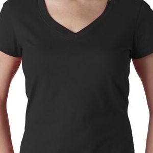 6005 Bella+Canvas Ladies' Short-Sleeve V-Neck Cotton Jersey Tee  - 6005-Black