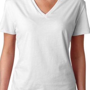 6405 Bella+Canvas Missy Short-Sleeve Cotton Jersey V-Neck Tee  - 6405-White