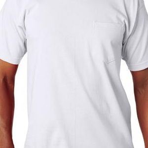 7100 Bayside Adult Short-Sleeve Cotton Tee with Pocket  - 7100-White