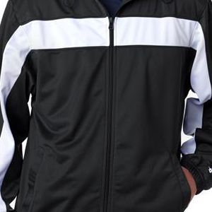 7705 Badger Adult Brushed Tricot Hooded Jacket  - 7705-Black/ White