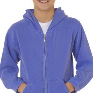  7755 Chouinard Youth Full-Zip Hooded Sweatshirt  - 7755-Flo Blue PgmDye