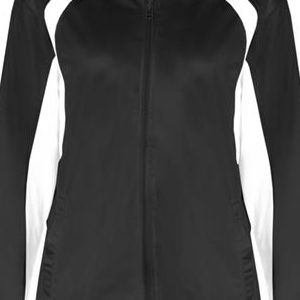 7902 Badger Ladies' Hook Brushed Tricot Polyester Full Zip Jacket  - 7902-Black/ White