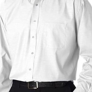 8360 UltraClub® Men's Long-Sleeve Blend Performance Pinpoint Woven Shirt  - 8360-White