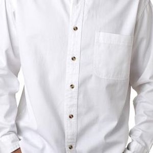 8960 UltraClub® Men's Long-Sleeve Cotton Cypress Denim Woven Shirt with Pocket  - 8960-White