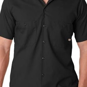 LS535 Dickies Men's Short-Sleeve Industrial Poplin Work Shirt  - LS535-Black