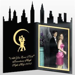 Acrylic Book Frame with Skyline Theme - Available in 3.5"x5", 4"x6", and 5"x7" Photo Sizes