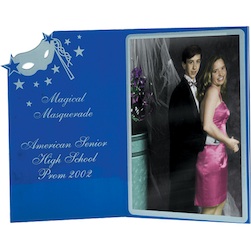 Acrylic Book Frame with Masquerade Mask Theme - Available in 3.5"x5", 4"x6", and 5"x7" Photo Sizes