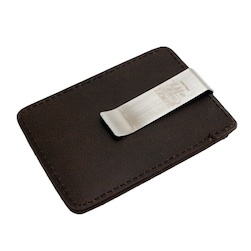 Leather wallet with money clip