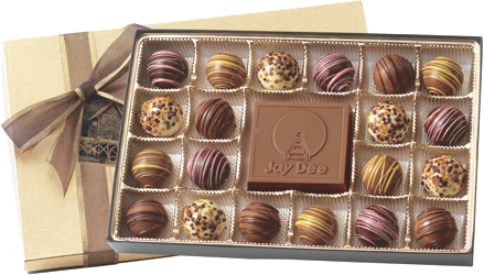 BT20 Filled Truffle Gift Box - Select from 6 different box configurations and price points designed to fit every budget. Choose 2 truffle flavors (5 to choose from) and imprint the box with your foil stamped logo.