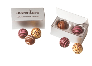 BT2 Filled Truffles Gift Box - Select from 6 different box configurations and price points designed to fit every budget. Choose 2 truffle flavors (5 to choose from) and imprint the box with your foil stamped logo.