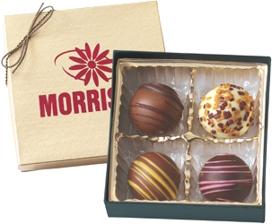 BT4 Filed Truffle Gift Box - Select from 6 different box configurations and price points designed to fit every budget. Choose 2 truffle flavors (5 to choose from) and imprint the box with your foil stamped logo.