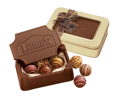 Chocolate Box w/ Truffles - These gift boxes are molded entirely of creamy milk or dark chocolate and filled with your choice of truffles or chocolate shapes.