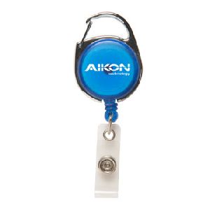 CARABINER SECURE-A-BADGE - This metal carabiner style clip on top keeps your identification holder in place