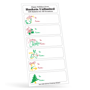 3 1/4" x 7" Sheet 1 Color White Gloss Paper (permanent adhesive) - Holiday Sticker Sheets