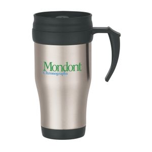 16 Oz. Stainless Steel Travel Mug With Slide Action Lid And Plastic Inner Liner