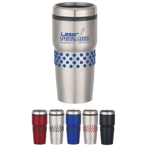 16 Oz. Stainless Steel Tumbler With Dotted Rubber Grip