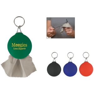 Rubber Key Chain With Microfiber Cleaning Cloth