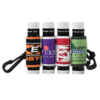 Lip Balm in a Clip - SPF 15 Lip Balm in neoprene sleeve with clip.  Clip it onto backpacks, belt loops, inside your purse or onto your lanyard!