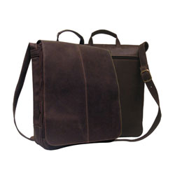 Distressed Leather 17" Laptop Messenger Briefcase