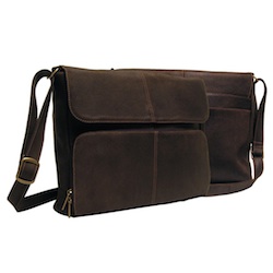 Distressed Leather ¼"Flap Messenger Briefcase - 