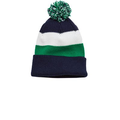 District 174  - Vintage Striped Beanie with Removable Pom. DT627