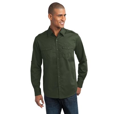 Port Authority 174  Stain-Resistant Roll Sleeve Twill Shirt. S649 - 