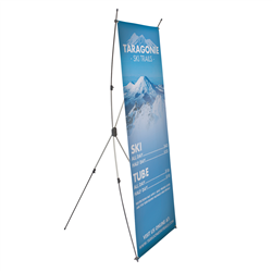 X-Ceptional Banner Display Kit - The banner display that is extremely flexible. Simply adjust the arms to the size of your graphic and lock into place.Adjustable arms allow for multiple sized banner applicationsLightweight with strong fiberglass and plastic "X" support constructionHigh impact plastic support hub and banner hooksFlexible arms pull banner taut and create stabilityPerfect for trade shows