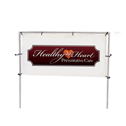 10'W x 5'H In-Ground Single Banner Frame Kit - Make a lasting impression with a banner frame that easily adjusts to accommodate uneven groundLightweight steel frame assembles quicklySimply mount grommeted banners to the frame using bungee cordsWithstands the demanding outdoor elements for long-term use