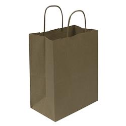 Kraft Shopper 8"w x 10.25"h x 4.75"d (Unimprinted) - Natural upscale look at a giveaway priceMade of recyclable kraft material sealed together with chlorine free water-based adhesiveHigh quality twisted handle bagsMade in the USA